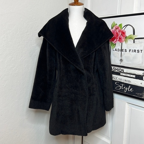 Cinzia Rocca Black Baby Llama Fuzzy Coat Size 2US